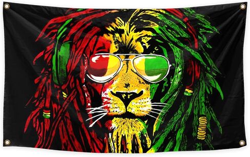 EdWaL Art Color Pattern Lion Reggae Tapestry 3X5 Feet Art Decoration Tapestry Suitable for Home Decoration Bedroom Living Room Outdoor, black in Saudi Arabia