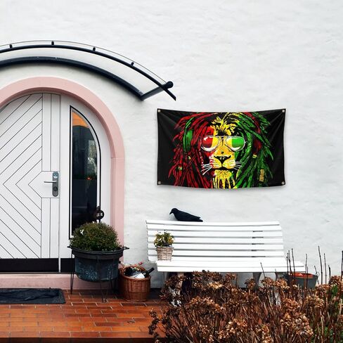 EdWaL Art Color Pattern Lion Reggae Tapestry 3X5 Feet Art Decoration Tapestry Suitable for Home Decoration Bedroom Living Room Outdoor, black in Saudi Arabia