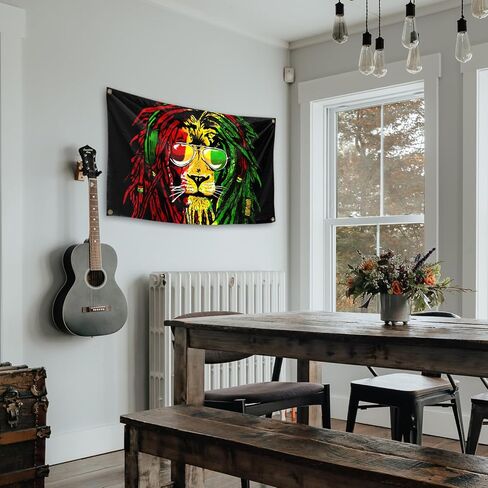 EdWaL Art Color Pattern Lion Reggae Tapestry 3X5 Feet Art Decoration Tapestry Suitable for Home Decoration Bedroom Living Room Outdoor, black in Saudi Arabia