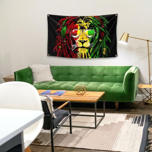EdWaL Art Color Pattern Lion Reggae Tapestry 3X5 Feet Art Decoration Tapestry Suitable for Home Decoration Bedroom Living Room Outdoor, black in Saudi Arabia
