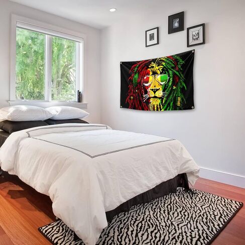 EdWaL Art Color Pattern Lion Reggae Tapestry 3X5 Feet Art Decoration Tapestry Suitable for Home Decoration Bedroom Living Room Outdoor, black in Saudi Arabia