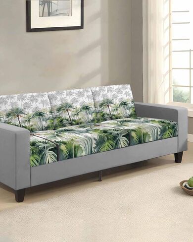 Green Tropical Stretch Couch Sofa Cushion Covers,Sectional/Individual/L/T Shape Sofa Couch Slipcover Furniture Cover Elastic Bottom,Summer Palm Coconut Tree Coconut Plant Beach Watercolor S Size 3-PC in Saudi Arabia