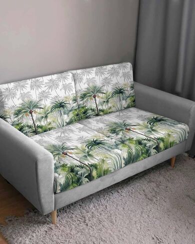 Green Tropical Stretch Couch Sofa Cushion Covers,Sectional/Individual/L/T Shape Sofa Couch Slipcover Furniture Cover Elastic Bottom,Summer Palm Coconut Tree Coconut Plant Beach Watercolor S Size 3-PC in Saudi Arabia
