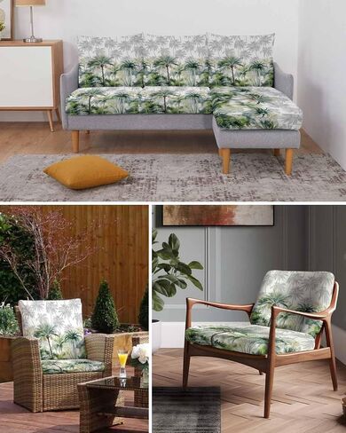 Green Tropical Stretch Couch Sofa Cushion Covers,Sectional/Individual/L/T Shape Sofa Couch Slipcover Furniture Cover Elastic Bottom,Summer Palm Coconut Tree Coconut Plant Beach Watercolor S Size 3-PC in Saudi Arabia