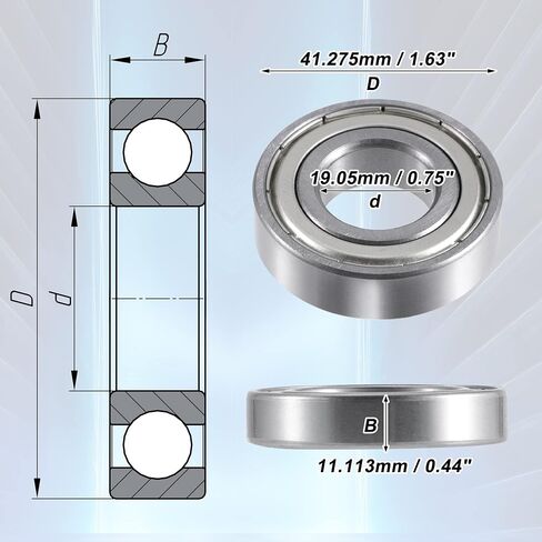 ACROPIX R12ZZ Bearings Double Shielded Deep Groove Ball Bearings 3/4"x15/8"x7/16" Pre-Lubricated Silver Tone - Pack of 5 in Saudi Arabia