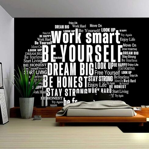 ChloropLastid Inspirational Quotes Tapestry Wall Hanging Black and White Classroom Decor Positive Words Vintage Parchment Bedroom Wall Decor Tapestries for office College Dorm Home 79x59Inch in Kuwait