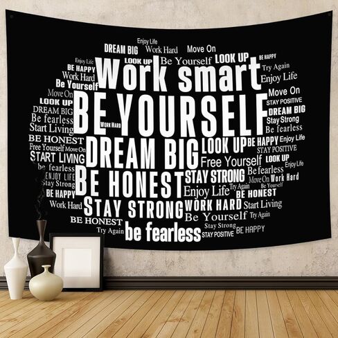 ChloropLastid Inspirational Quotes Tapestry Wall Hanging Black and White Classroom Decor Positive Words Vintage Parchment Bedroom Wall Decor Tapestries for office College Dorm Home 79x59Inch in Kuwait