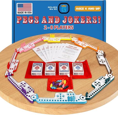 Games by 3D: Pegs and Jokers Full Size Game Set - Embrace The Versatility of This Engaging Board and Card Game for 2-8 Players - Compact, Portable, & Packed with Vibrant Fun & Endless Entertainment in Kuwait