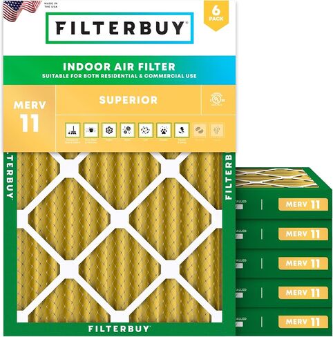 Filterbuy 20x24x2 Air Filter MERV 11 Allergen Defense (6-Pack), Pleated HVAC AC Furnace Air Filters Replacement (Actual Size: 19.38 x 23.38 x 1.75 Inches) in Saudi Arabia