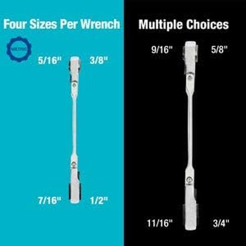 DURATECH 4-in-1 Flex-Head Reversible Ratcheting Box Wrench Set, SAE, 2-Piece, 5/16'' to 3/4'', 12 Point, CR-V, with Rolling Pouch in Saudi Arabia