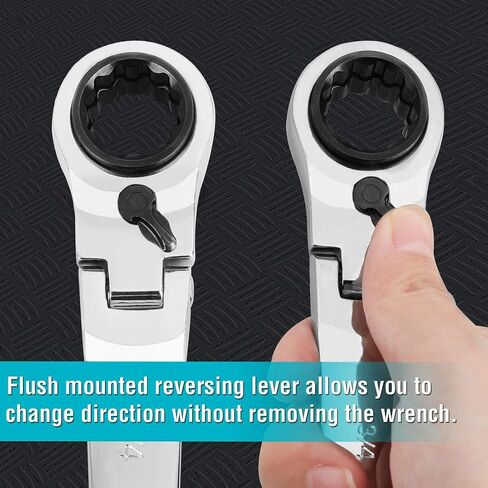 DURATECH 4-in-1 Flex-Head Reversible Ratcheting Box Wrench Set, SAE, 2-Piece, 5/16'' to 3/4'', 12 Point, CR-V, with Rolling Pouch in Saudi Arabia