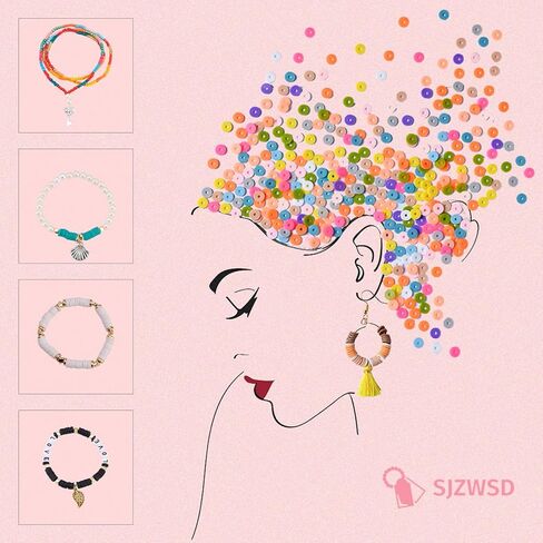 SJZWSD Enhanced 6 Boxes Friendship Bracelet Making kit- 16,000pcs in 6 Boxes, Featuring Clay Beads, Seed Beads, Glass Beads, Plus Letter Beads & Charms - Ideal for Friendship Bracelets in Kuwait