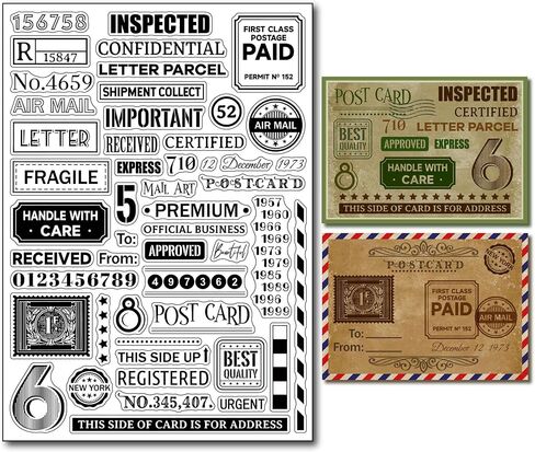 Arbuya Vintage Air Tickets Postage Clear Stamps for Art Journals or Card Making, Postmarks Silicone Clear Stamp Seals for Cards Making DIY Scrapbooking Faux Tickets Crafting Decoration in Saudi Arabia