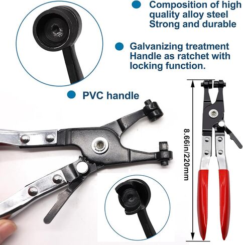 Taiss 121PCS 6-22mm Black Spring Band Hose Clamp Assortment Kits with Swivel Flat Hose Clamp Plier.Low Pressure Air Clip Strap Clamp for Hose Fuel Silicone Vacuum Hose Clamp in Kuwait
