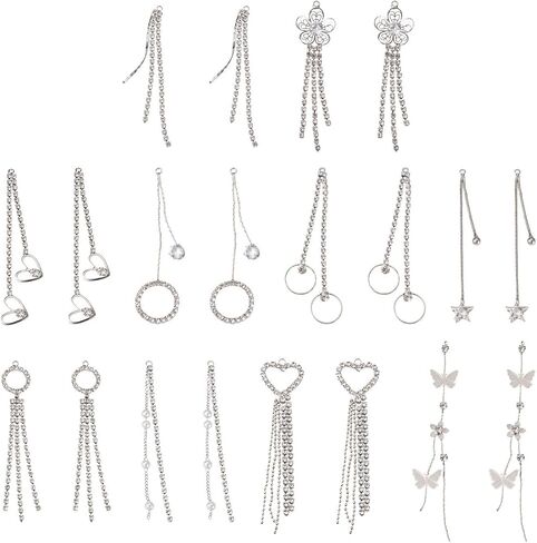 Pandahall 20Pcs Stainless Steel Earring Hooks &16Pcs Brass Sparkling Long Chain Tassel Charm Pendants with & Open Jump Rings for DIY Dangle Earring Pendant Necklace Jewelry Making (Golden) in Saudi Arabia