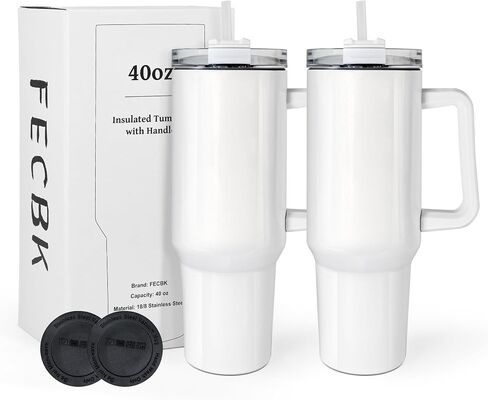 40 oz Sublimation Tumbler with Handle and Straw 12 Pack Stainless Steel Double Wall Vacuum Insulated Travel Mug Cup Tumblers Bulk Sublimation Blank Cupholder Friendly Black in Kuwait