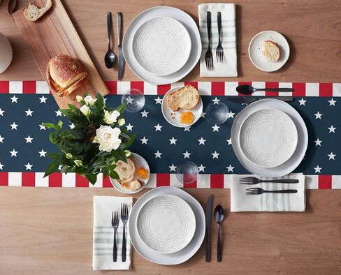 Independence Day 4th of July Table Runner Dresser Scarves,Linen Burlap Table Runners Cloth for Dinner Holiday Party, Kitchen Decor Patriotic American Flag 13x120inch in Saudi Arabia