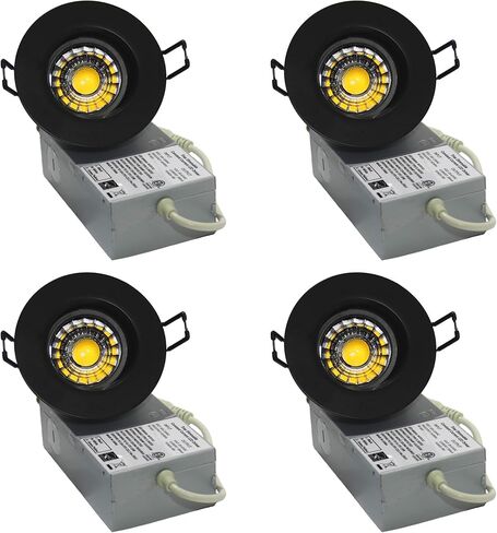 YUURTA 3 Inch 8W 5CCT LED Gimbal Downlight (Pot Light) Color Selectable: 2700K/3000K/3500K/4000K/5000K 120V Dimmable Recessed Rotatable Light Panel ETL Listed IC Rated (Black, 5CCT, 10-Pack) in Saudi Arabia