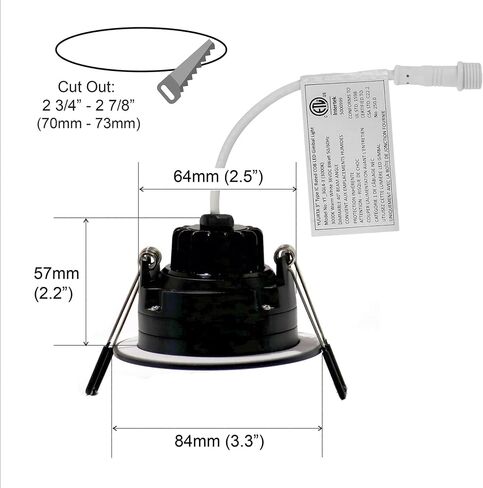 YUURTA 3 Inch 8W 5CCT LED Gimbal Downlight (Pot Light) Color Selectable: 2700K/3000K/3500K/4000K/5000K 120V Dimmable Recessed Rotatable Light Panel ETL Listed IC Rated (Black, 5CCT, 10-Pack) in Saudi Arabia