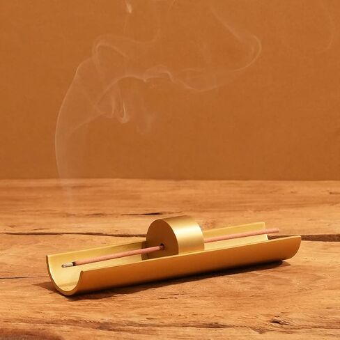 حامل بخور نحاسي من ATHIS-Seoul، مبخرة جمالية مع صائد رماد (5.5 بوصة) - صينية أنيقة للتأمل واليوجا وجلسات السبا in Kuwait