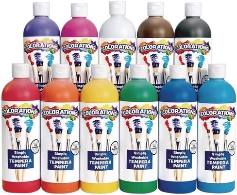 Colorations - SWT16 Simply Washable Tempera Paints, 16 fl oz, Set of 11 Colors, Non Toxic, Vibrant, Bold, Kids Paint, Craft, Hobby, Arts & Crafts, Fun, Art Supplies in Saudi Arabia