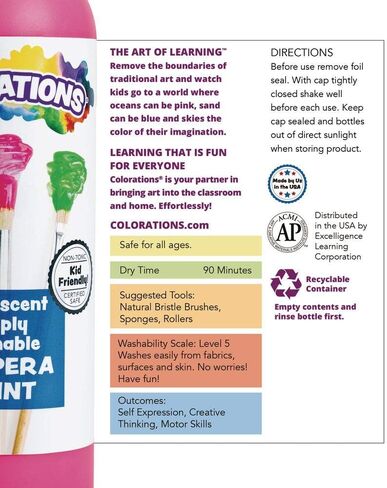Colorations - SWT16 Simply Washable Tempera Paints, 16 fl oz, Set of 11 Colors, Non Toxic, Vibrant, Bold, Kids Paint, Craft, Hobby, Arts & Crafts, Fun, Art Supplies in Saudi Arabia