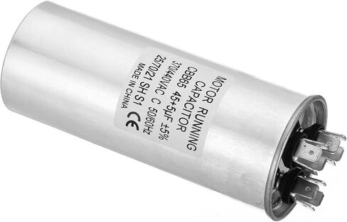 PATIKIL 45+5uF ±5% 45/5MDF 370/440V AC Fan Start Capacitor, CBB65 Circular Dual Run Capacitor for AC Motor Run Air Conditioner Cool Heat Pump Condenser Straight in Saudi Arabia