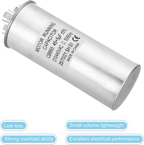 PATIKIL 45+5uF ±5% 45/5MDF 370/440V AC Fan Start Capacitor, CBB65 Circular Dual Run Capacitor for AC Motor Run Air Conditioner Cool Heat Pump Condenser Straight in Saudi Arabia