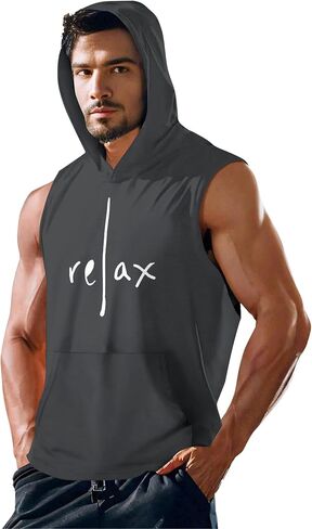 Shallmu Men's Tank Tops Sleeveless Hoodies Shirts Workout Muscle Tank Top Graphic Gym Bodybuilding Hoodie Tank Top in Saudi Arabia