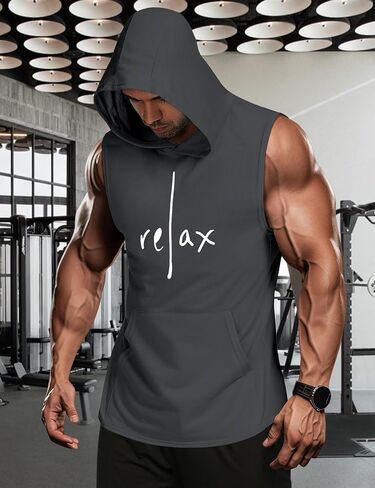 Shallmu Men's Tank Tops Sleeveless Hoodies Shirts Workout Muscle Tank Top Graphic Gym Bodybuilding Hoodie Tank Top in Saudi Arabia