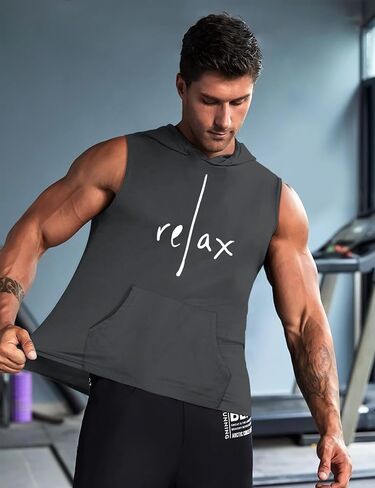 Shallmu Men's Tank Tops Sleeveless Hoodies Shirts Workout Muscle Tank Top Graphic Gym Bodybuilding Hoodie Tank Top in Saudi Arabia