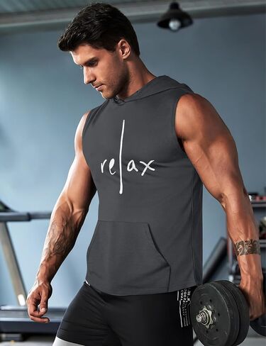 Shallmu Men's Tank Tops Sleeveless Hoodies Shirts Workout Muscle Tank Top Graphic Gym Bodybuilding Hoodie Tank Top in Saudi Arabia