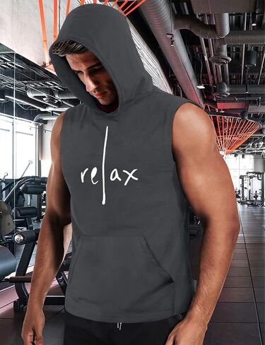 Shallmu Men's Tank Tops Sleeveless Hoodies Shirts Workout Muscle Tank Top Graphic Gym Bodybuilding Hoodie Tank Top in Saudi Arabia
