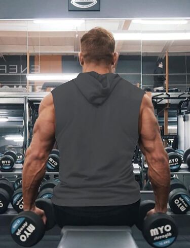 Shallmu Men's Tank Tops Sleeveless Hoodies Shirts Workout Muscle Tank Top Graphic Gym Bodybuilding Hoodie Tank Top in Saudi Arabia