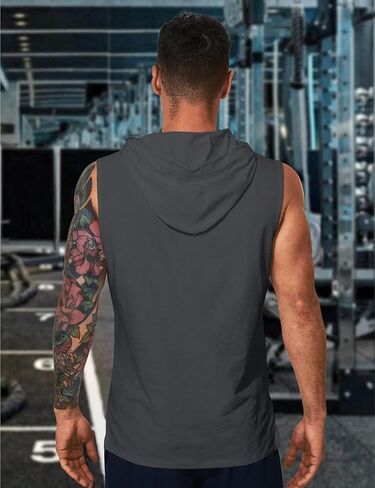 Shallmu Men's Tank Tops Sleeveless Hoodies Shirts Workout Muscle Tank Top Graphic Gym Bodybuilding Hoodie Tank Top in Saudi Arabia