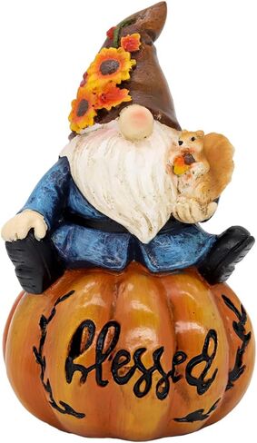 Resin Fall Pumpkin Figurine, Thanksgiving Gnomes Decorations Autumn Pumpkin with Squirrel Fall Decorations for Home Tabletop Perfect for Thanksgiving and Harvest Indoor Outdoor Celebrations in Saudi Arabia