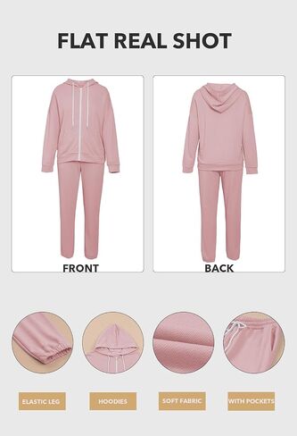 Kisscynest Women's 2 Piece Outfits Sweatsuits Zip Up Sweatshirt Jogger Pants Hoodie Set Matching Lounge Sets in Saudi Arabia