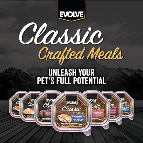 Evolve Classic Crafted Meals Cat Food Variety Pack with Salmon Recipe & Seafood Medley Recipe in Saudi Arabia