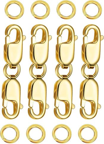 مشبك مخلب سرطان البحر الفضي من Kcctoo مع حلقات قفز مغلقة ومشابك وقلادات من الذهب عيار 14 قيراط لصنع المجوهرات، صنع في إيطاليا 12 مم (0.47 بوصة) in Kuwait