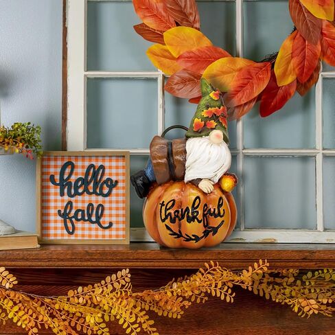 Resin Fall Pumpkin Figurine, Thanksgiving Gnomes Decorations Autumn Pumpkin with Squirrel Fall Decorations for Home Tabletop Perfect for Thanksgiving and Harvest Indoor Outdoor Celebrations in Saudi Arabia