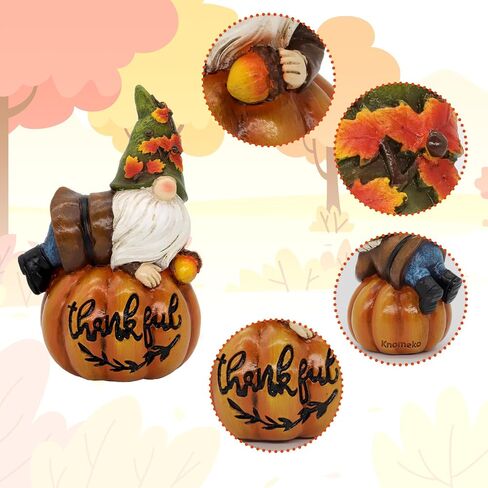 Resin Fall Pumpkin Figurine, Thanksgiving Gnomes Decorations Autumn Pumpkin with Squirrel Fall Decorations for Home Tabletop Perfect for Thanksgiving and Harvest Indoor Outdoor Celebrations in Saudi Arabia