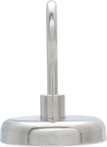 مغناطيس الاحتفاظ مع خطاف من Master Magnetics NACK165، مطلي بالنيكل بوزن 150 رطل، مغناطيس نيوديميوم، قطر 1.65 بوصة، الارتفاع الإجمالي 2.18 بوصة in Kuwait
