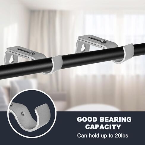 2Pcs Adjustable Curtain Rod Brackets, Metal Curtain Rod Holders Heavy Duty Window Curtain Rod Support Hanger Window Hardware for 1 Inch Rod (Silver) in Saudi Arabia
