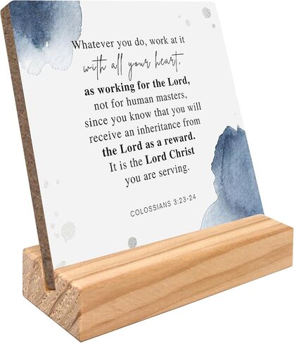 kunlisa Christian Desk Sign, Colossians 3:23 24 Bible Verse Sign, Inspirational Christian Gifts for Women Men Faith, Christian Bible Verse Decor, Christian Home Decor in Saudi Arabia