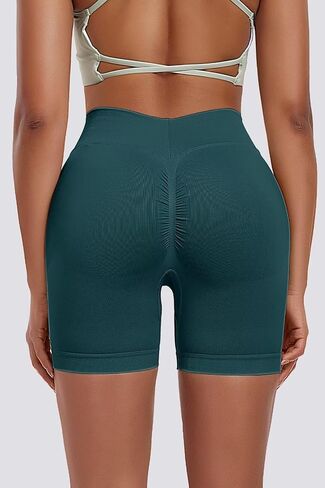 Vertvie Womens Workout Shorts 5" Scrunch Butt Gym Shorts V Back High Waisted Tummy Control Yoga Biker Volleyball Booty Shorts in Saudi Arabia