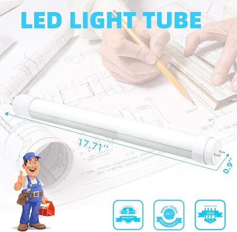 F15T8 LED Tube Light,120V 4 Pack of 18'' 7W Tube Light Bulb,5000K Daylight White,Rotatable End Caps,LED Fluorescent Tubes Replancement(120v 4-pack 5000k) in Saudi Arabia