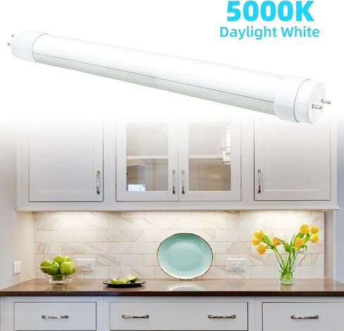 F15T8 LED مصباح أنبوبي، 120 فولت 4 عبوات من 18 بوصة 7 وات لمبة إضاءة أنبوبية، 5000 كيلو ضوء نهاري أبيض، أغطية نهاية قابلة للتدوير، استبدال أنابيب الفلورسنت LED (120 فولت 4 عبوات 5000 كيلو) in Saudi Arabia