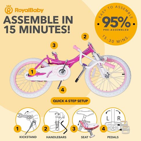 Royalbaby Princess Girls Kids Bike 12 14 16 18 20 Inch Children Bicycle with Basket for Age 3-12 Years in Kuwait