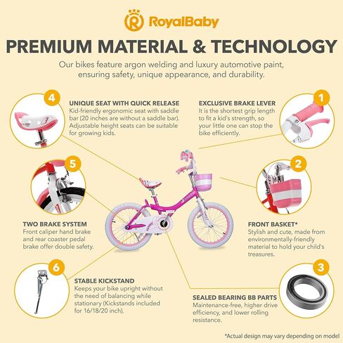 Royalbaby Princess Girls Kids Bike 12 14 16 18 20 Inch Children Bicycle with Basket for Age 3-12 Years in Kuwait