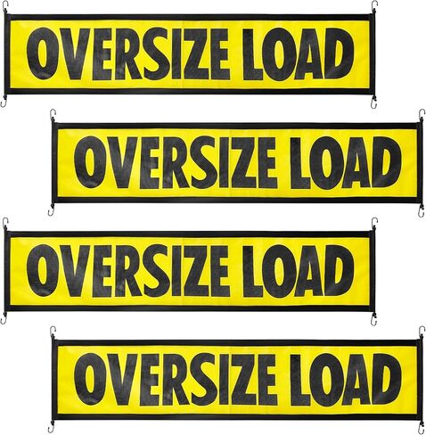 4 قطع من Tranqun لافتات تحميل كبيرة الحجم للشاحنات مقاس 18 × 84 بوصة، لافتة تحميل كبيرة الحجم من شبكة نايلون مع خطافات معدنية وسلك مطاطي لشاحنة المركبات المرافقة، أصفر وأسود in Kuwait